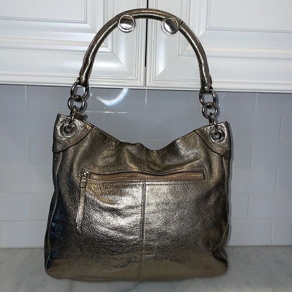 Coach Z Penelope Metallic Pebbled Leather Buckle Hobo Bag HTF - Picture 6 of 17